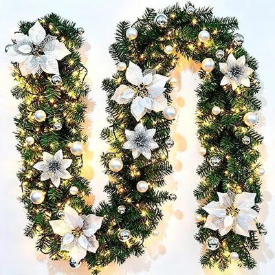 Produktbild von Weihnachtsgirlande 2.7M mit 30 LED, batteriebetrieben, silber