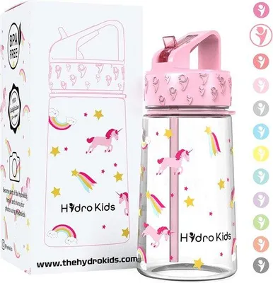 Produktbild von Famanu Kinderwasserflasche BPA-frei mit Strohhalm - 400 ml, auslaufsicher