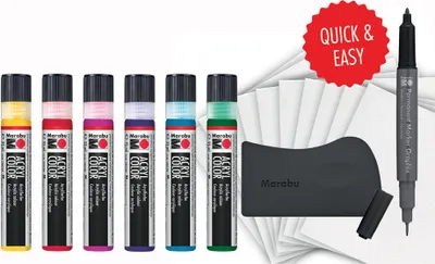 Obrázek produktu pro Marabu 1201000000200, Azurová, Zelená, Purpurová, Červená, Fialová, Žlutá, Akrylová barva, Tekutina, 25 ml, 6 kusů