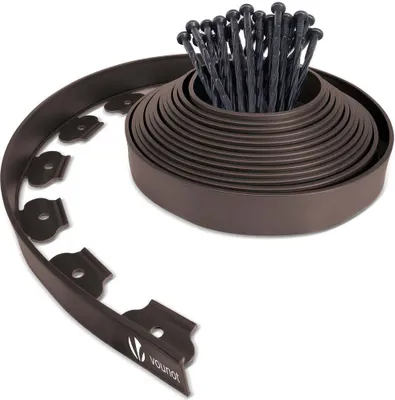 Produktbild von VOUNOT® Flexible Rasenkante Beeteinfassungen Kunststoff, mit 30 Erdanker, Länge 10m Höhe 5cm, Braun
