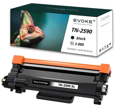 Produktbild von Evoke Tonerpatrone für Brother-Drucker TN-2590 XL schwarz, 3000 Seiten, TN2590, kompatibel mit DCP-L2622DW, HL-L2460DN, MFC-L2802DW, MFC-L2922DW