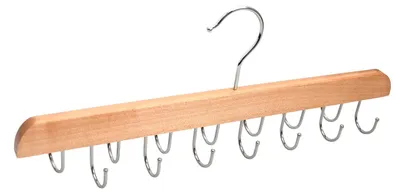 Holz-Riemenhalter mit 14 Haken, 360° drehbar, Kleiderschrank-Organizer