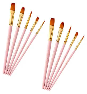 Produktbild von 10 Stück Nylonpinsel mit Holzgriff für Aquarell- und Ölmalerei