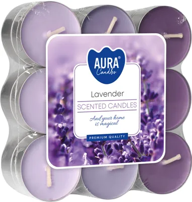 Duftteelichter Lavendel, 18 Stück, lila, Brenndauer 4 h