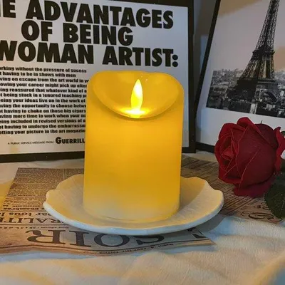 Image de Bougies d'extérieur étanches avec éclairage LED, lumière clignotante, télécommande et alimentation par piles, en plastique blanc, lot de 5.