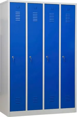 Produktbild von Gürkan Spind lichtgrau, enzianblau 105032, 4 Schließfächer 117,0 x 50,0 x 180,0 cm