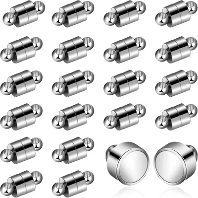 Zdjęcie produktu dla Magnetyczne zapięcia, srebrne, 24 sztuki, ok. 1 cm, do bransoletek i łańcuszków