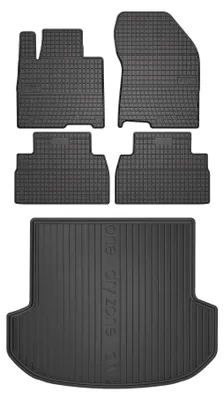 Productafbeelding van Rubberen automatten + kofferbakmat voor Hyundai SantaFe IV 2018-2020 (SUV) – 5-delig, zwart, op maat – Wielganizator SolidPRO