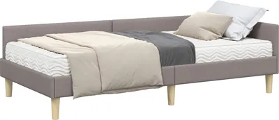 Produktbild von vidaXL Eckbettgestell mit Matratze mit Matratze 2 pcs Taupe Stoff
