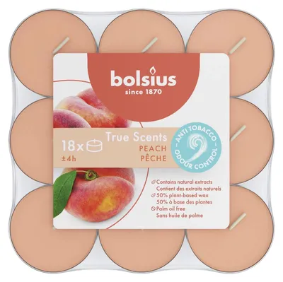 Immagine prodotto di Lampade profumate, pesca, True Scents, BOLSIUS, Ø38 mm, tempo di combustione circa 4h, 18 pezzi per confezione