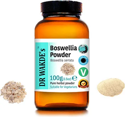 Produktbild von DR WAKDE'S Boswellia Pulver (Salai Guggul | Shallaki) - 100 g (3,5 Unzen) | Rein, Raw & Getrocknetes Pulver | Ayurveda-Kräuter | Vegan | Nichts hinzug
