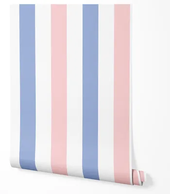 Produktbild von Selbstklebende Tapete Möbelfolie Streifen Blau Rosa Modernes Design Tapete Wohnzimmer Schlafzimmer Küche Flur Elegante Wanddeko 2,5m x 0,5m