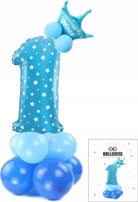 Image de Jeu De Ballons Bleus Avec Le Chiffre 1 Pour Fête D'anniversaire