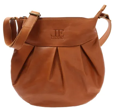 Produktbild von LECONI kleine Schultertasche Damentasche Umhängetasche natur weiche Ledertasche