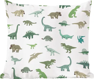 Produktbild von MuchoWow® Zierkissen Sofakissen Wohnzimmer Dekokissen 45x45 cm Dinosaurier - Grün - Jungen - Braun - Kind - Muster - Schlafpolster - Polster für das Sofa