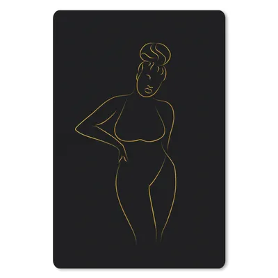 Produktbild von MuchoWow® Mauspad Mousepad Frau - Schwarz - Gold - Strichzeichnung 18x27 cm - Mousepads - Maus Mat - Pad - Mausunterlage
