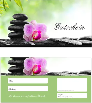 Produktbild von 50 Stück Geschenkgutscheine (Wellness-604) - Gutscheinkarten Gutscheine für Bereiche Esoterik, Massage, Wellness, Erholung, Entspannung oder Kosmetik und Reisen