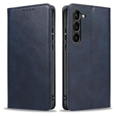 Produktbild von Handyhülle für Samsung Galaxy S23 Kunstleder Flip Cover Hülle Klapphülle Case Kartenfach Farbe: Blau