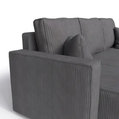 Image de QLA Möbel Canapé d'angle Madrid avec fonction sommeil, canapé avec coffre de lit, canapé de salon, canapé, sofa, canapé-lit. Couleur : Gris