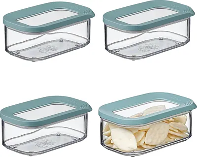Produktbild von Mepal | Modula Vorratsdose Set | 425 ml | Kunststoffbehälter mit Deckel | 4 Stück | ideal zur Aufbewahrung von Lebensmitteln | stapelbar & platzsparend | spülmaschinengeeignet | Nordic Green