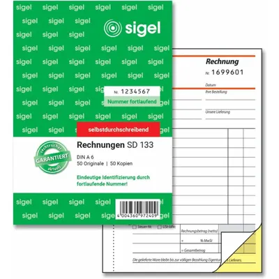 Image de SIGEL Facture avec numéros consécutifs Livre de formulaires SD133