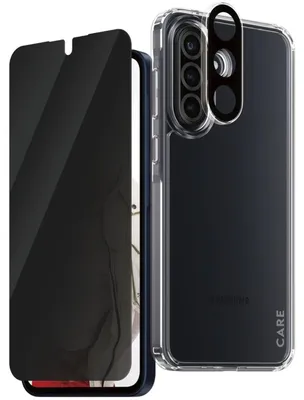 Zdjęcie produktu dla PanzerGlass ® | CARE by ® Flagship 3-in-1 Privacy Bundle Samsung Galaxy A36 5G, Samsung, Samsung - Galaxy A36 5G, Aplikacja na sucho, Odporny na zadrapania, Odporny na wstrząsy, Przezroczysty, 1 szt.