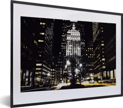 Produktbild von MuchoWow® MuchoWow® Gerahmtes Poster New York - Nacht - Beleuchtung 40x30 cm - Poster mit zchwarzem Bilderrahmen - Bilderrahmen - Poster im Rahmen