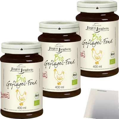 Produktbild von Jürgen Langbein  Geflügel-Fond 3er Pack (3x400ml Glas) + usy Block