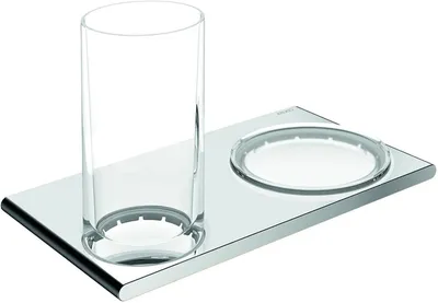 Produktbild von Keuco Doppelhalter EDITION 400 Glas und Seife Schwarzchrom gebürstet 11556139000