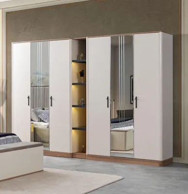 Produktbild von Stilvoller Kleiderschrank mit Spiegel und eleganten Regalfächern
