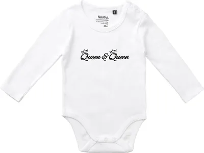 Produktbild von Huuraa Baby Body Queen & Queen Krone 68 White  Baumwolle Fairtrade Langarmbody Geschenkidee