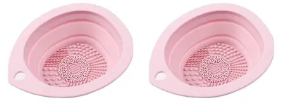Image de Tapis de nettoyage pour maquillage, en silicone, antidérapant, couleur rose, lot de 2