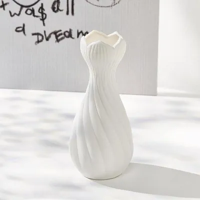 Produktbild von Famanu Keramische Vase Moderne Dekoration - Weiße Blumenvaase für Pampasgras