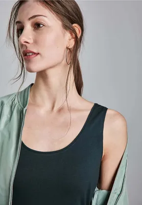 Produktbild von Street One Jersey Top 'Basic Top in Unifarbe', A322896, hunter green, Gr. 36