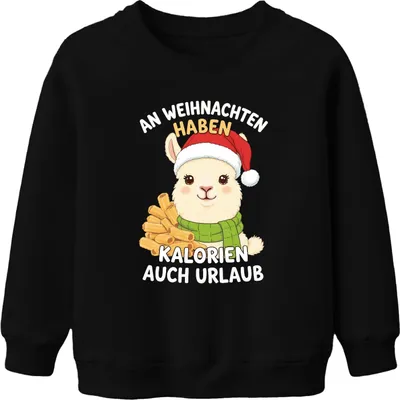 Obrázok produktu pre Na Vianoce majú kalórie dovolenka alpaka vtipný darček uni detská mikina pulóver, čierna, 116