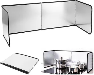 Zdjęcie produktu dla Ibenzoa® Osłona kuchenna i ochrona przed rozpryskami wykonana ze stali ocynkowanej, składane panele ścienne, czarne, 76 x 29 x 30 cm – ochrona dla kuchenki i zlewu