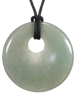 Productafbeelding van Morella collier, 80 cm lang, met een ronde hanger van groene aventurijn, geleverd in een fluwelen zakje