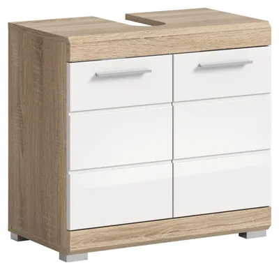Produktbild von Xonox.home Waschtischunterschrank Lambada BxHxT 60 x 56 cm x 34 cm Frontfarbe weiß hochglanz / Korpus Eiche