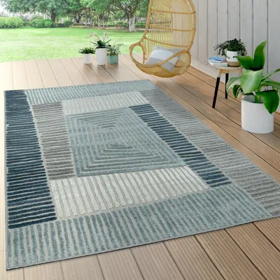 Produktbild von In- & Outdoor Teppich, Terrasse u. Balkon, Wetterfest Modern Geometrische Muster Grösse 60x100 cm