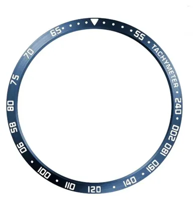 Image de Bague de lunette métallique pour Samsung Galaxy Watch 8 40 mm - Protection de lunette - Acier inoxydable - Résistant aux rayures - Échelle de temps et de vitesse - Couleur bleu