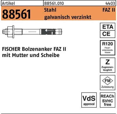 Produktbild von Ankerbolzen R 88561 FAZ II 12/200 Stahl galvanisch verzinkt galvanisch verzinkt