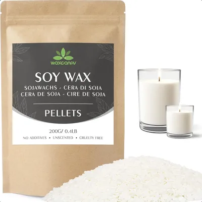 Zdjęcie produktu dla Wosk sojowy do świec, 200g | 100% naturalny, ekologiczny wosk do produkcji świec
