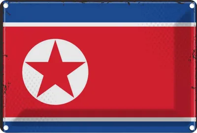 Produktbild von vianmo Blechschild 20x30 cm Nordkoreas North Korea Flagge Fahne Wappen