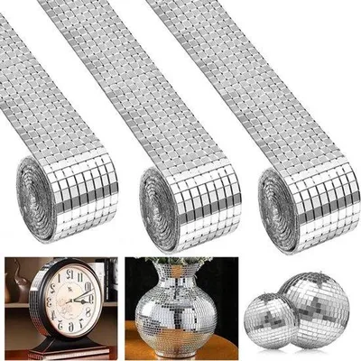 Produktbild von Selbstklebendes Spiegelmosaik – Set aus 3 Klebeblättern mit 4800 Mini-Silbergläsern für Dekoration