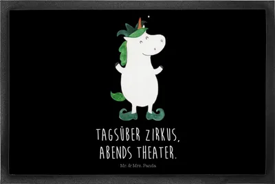 Produktbild von Mr. & Mrs. Panda Schmutzfangmatte Einhorn Joker 40 x 60 cm - Schwarz - Geschenk, Unicorn, Eingangsmatte, Gaukler, Bodenvorleger, Mittelalter, Fußabtreter, Fussmatte