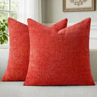 Produktbild von Kissenbezug 40x40 cm Rot Chenille 2er Set