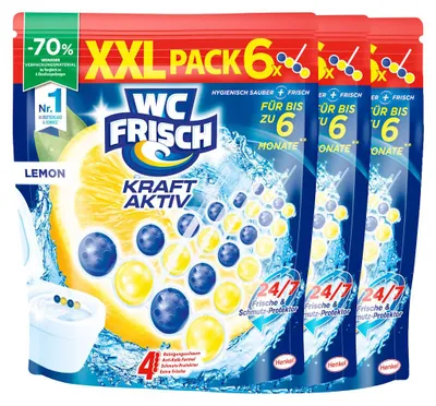 Produktbild von WC FRISCH Kraft Aktiv Duftspüler Lemon 3x(6x50g), 3er Pack