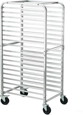 Produktbild von Aluminium-Brötchenblechwagen mit 20 Etagen – 50,8 cm B x 66 cm T x 177,8 cm H, mit Feststellrollen, mobiler Kühlwagen für Küche und Bäckerei