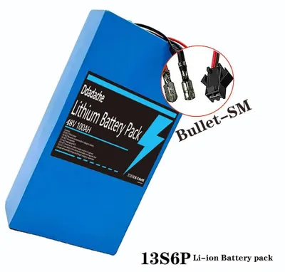 Obrázok produktu pre 18650 lítiovo-iónová batéria – 13S6P, 48V, 100Ah, batériový balík – pre skúter Citycoco – motor s výkonom 2000W – integrovaný systém riadenia batérie (BMS) 50A – konektory Bullet+SM