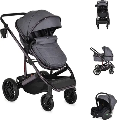 Produktbild von Moni Kombikinderwagen 3 in 1 all Road umbaubar Babyschale Sportsitz Tragetasche grau